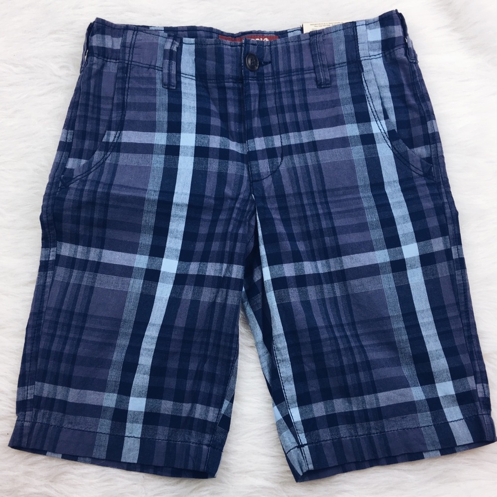 Arizona Jean Co. boys blue plaid chino shorts